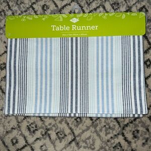 Ritz 14 in x 72 in Blue Striped Table Runner